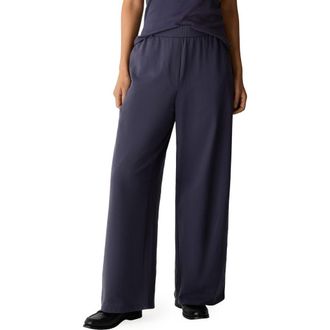 Eileen Fisher High Waist Stretch Organic Wide Leg Pants in Ink at Nordstrom, Size Xx-Small