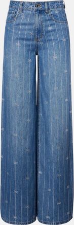 Self Portrait Striped wide-leg jeans