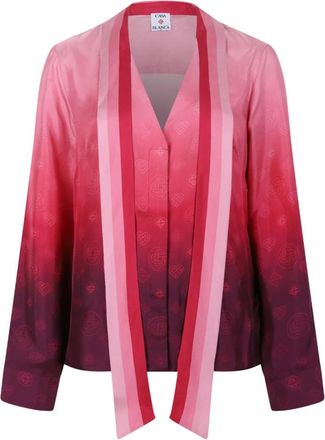Casablanca Roze Verloop Zijden Wikkelblouse - Dames - Overhemden - Veelkleurig - M - Overhemden