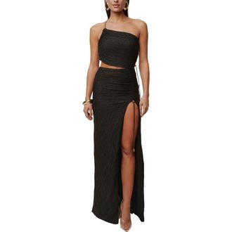 JLUXLABEL Adriana One Shoulder Maxi Dress in Black at Nordstrom, Size Large