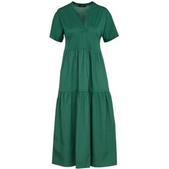 Max Mara Midi Dresses, female, Green, Size: XS Cotton Jersey Flounce Dress