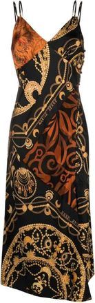 Marine Serre Abito lungo in seta con stampa gioiello Ornament - - Dresses - Donna - Nero - S