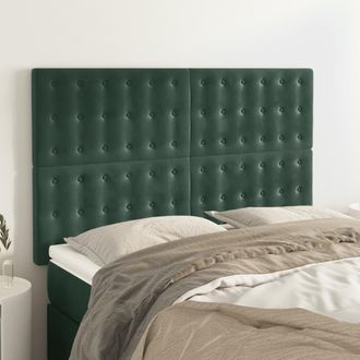 vidaXL Cabeceros 4 Unidades Terciopelo Verde Oscuro 72x5x78/88 Cm Vidaxl