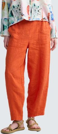 Luukaa D'Celli Zenya Solid Linen Pants in Rust Orange at Nordstrom, Size 18