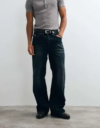 True Religion Vinny - Jeans dritti lavaggio scuro con tasca con patta-Multi