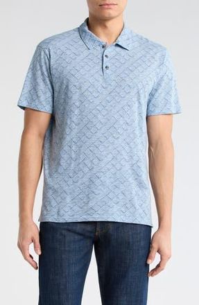 Lucky Brand Geo Print Slubbed Cotton Polo in Blue Print at Nordstrom Rack, Size Xx-Large