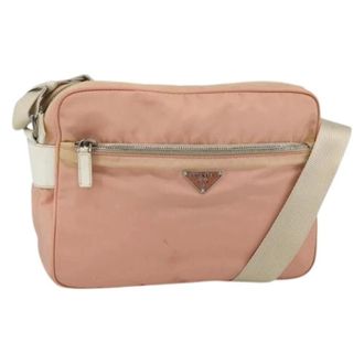 Prada Pre-owned Cross Body Bags, female, Pink, Size: ONE SIZE Pre-owned Vintage Nylon Shoulder Bag