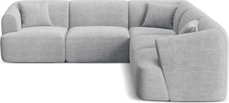 Cosmopolitan Design Sof&aacute; esquinero sim&eacute;trico modular 6 plazas pana plata