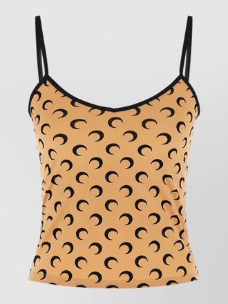 Marine Serre moon motif top spaghetti straps trim