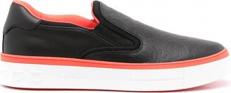 Ferragamo Mens Gancini Slip-On Sneaker In Black Red
