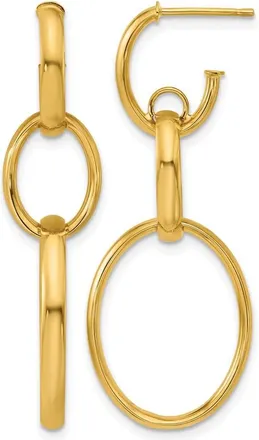 Diamond2Deal 14K Yellow Gold Oval Shape Link Drop Dangle Earrings