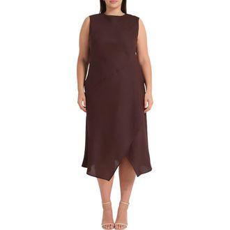 Estelle Nadia Linen Blend Midi Dress in Chocolate at Nordstrom, Size 16W