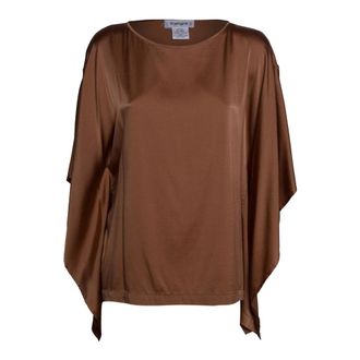 KANGRA Blouses, female, Brown, Size: L Wide Round-neck Blouse