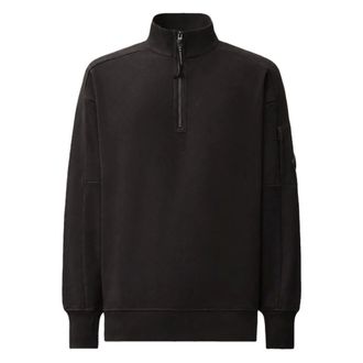 C.P. Company C.p. Company - Diagonal Raised Fleece Lens Half Zip Sweatshirt - Heren - Sweatshirts & Hoodies - Zwart - Maat: XL Fleece