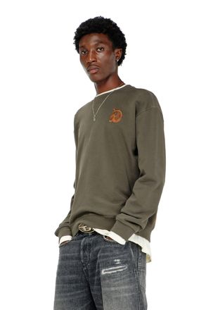 Diesel Sweatshirt with embroidery and flock print - Sweaters - Man - Green