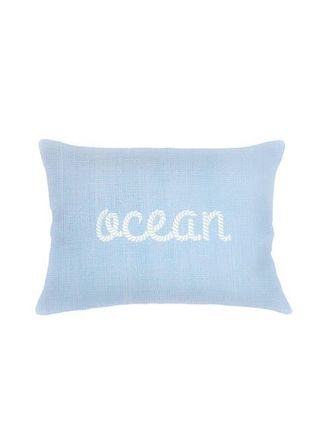 Anaya with Love Ocean Knot Embroidered Linen Pillow with Down Alternative Insert in White at Nordstrom, Size 14X20