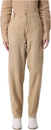 Ralph Lauren Straight Broeken - Dames - Straight fit broeken - Beige - XS - Katoen - Broeken