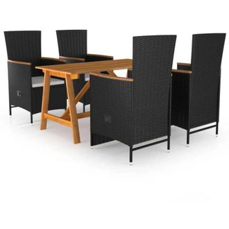 vidaXL Juego De Comedor Para Jard&iacute;n 5 Piezas Negro Vidaxl