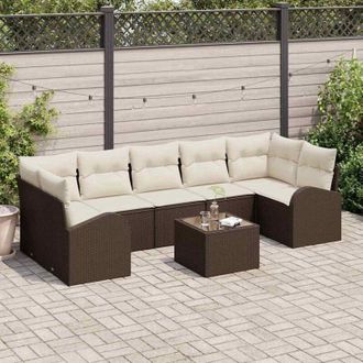 vidaXL Conjunto De Sof&aacute; De Jard&iacute;n 8 Pcs Marr&oacute;n 55 X 55 X 37 Cm Vidaxl