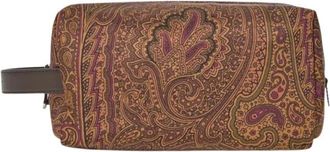 Etro Wash Bag - Heren - Toilettassen - Bruin - ONE Size - Nylon - Tassen