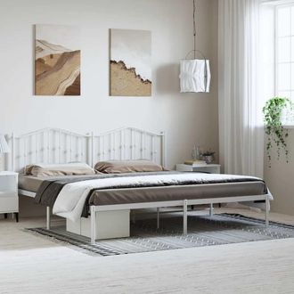 vidaXL Estructura Cama Sin Colch&oacute;n Con Cabecero Metal Blanco 183x213cm Vidaxl