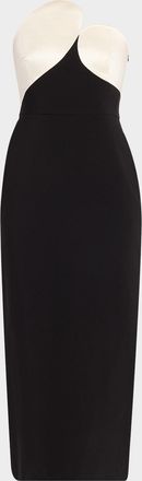 Et Ochs Court Strapless Two-Tone Bodycon Midi Dress
