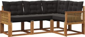 vidaXL Conjunto De Sof&aacute;s De Exterior 4 Uds. Natural Y Negro Vidaxl