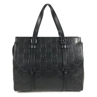 Gucci Black Leather Shoulder Bag Tote Bag (Pre-Owned)