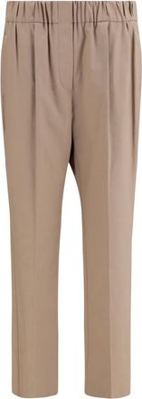 Brunello Cucinelli Beige Straight Elasticated Pants