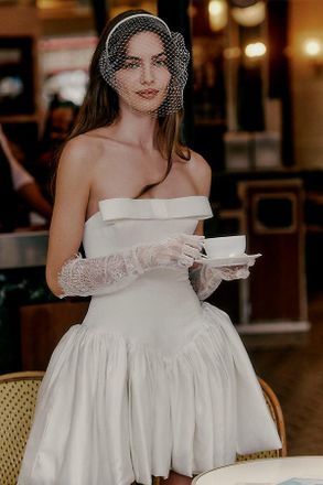 AMUR Mirelle Strapless Drop-Waist Mini Dress