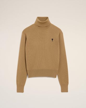 Ami Brown Wool Ami De Coeur Turtle Neck Sweater Brown - XXL - for Men
