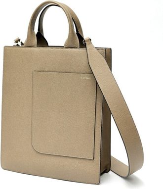 Valextra Grayish Leather Tote Bag (Pre-Owned)