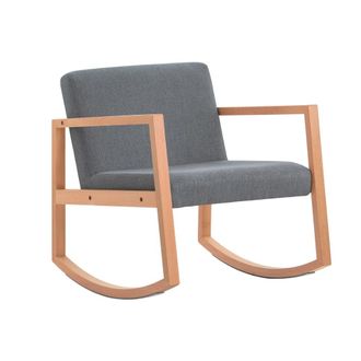 SoBuy Silla mecedora para sal&oacute;n dormitorio madera gris