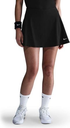 Nike Victory Dri-FIT Mid-Rise Tennis Skort in Black/White at Nordstrom, Size X-Small