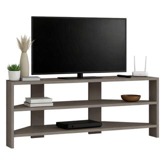 Dmora Mueble Para Tv Naypyidaw, 3 Estantes, 3 Espacios, Soporte 15 Kg, 114x36x45h Cm Beige