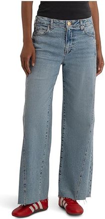 Kut from the Kloth Meg High-Rise Wide Leg Side Panel Raw Hem Womens Jeans Imagination : 10 29, Cotton/Denim/Lyocell