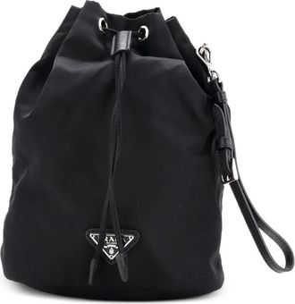 Prada Drawstring Wristlet Tessuto Small bucket bag - Zwart