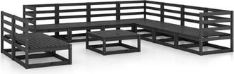 vidaXL Vidaxl - 10 Piece Garden Lounge Set Black Solid Pinewood
