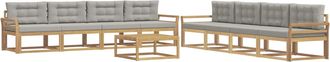 vidaXL Conjunto De Sof&aacute;s De Exterior 9 Uds. Blanco Y Gris Claro Vidaxl