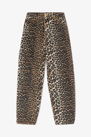 Ganni Brown Stary Jeans in Leopard Print - Size 24W/33L Organic Cotton