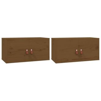 Berkfield Home Wall Cabinets 2 pcs Honey Brown 60x30x30 cm Solid Wood Pine | Size: 60 x 30 x 30 cm