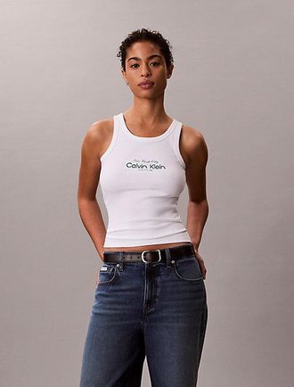Calvin Klein Smalle geribbelende katoenen tanktop