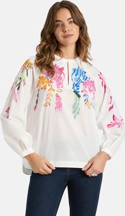 Lieblingsst&uuml;ck Langarmbluse LIEBLINGSST&Uuml;CK RoalieL, Damen, Gr. 34, sanftes wei&szlig;, Web, Obermaterial: 100% Baumwolle, bedruckt, h&uuml;ftbedeckend, Rundhals, Raglan&auml;rmel 1-