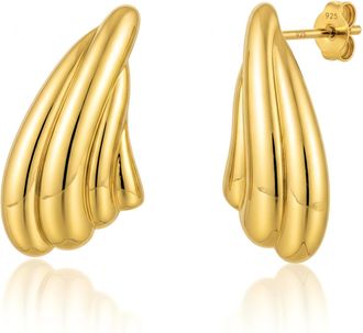 MAX + STONE 14K Yellow Gold Plated Trendy Statement Stud Earrings with Pushbacks