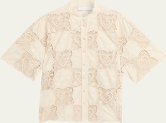 Zimmermann Wanderlust Embroidered Crochet Shirt