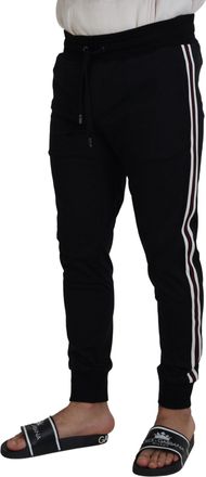 Dolce & Gabbana Mens Logo-Print Cotton Joggers Black