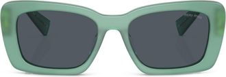 Miu Miu Eyewear logo-plaque rectangle-frame sunglasses - women - Acetate - 53 - Green