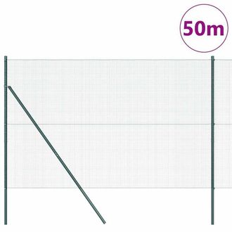 Berkfield Home Green Welded Wire Fence with 13 Posts Green 1.5x50 m Steel