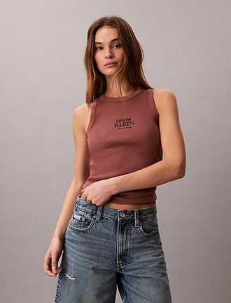 Calvin Klein Camiseta slim de tirantes de canal&eacute; de algod&oacute;n
