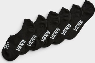 Vans Womens Checkered-toe black foot liners 6-pack